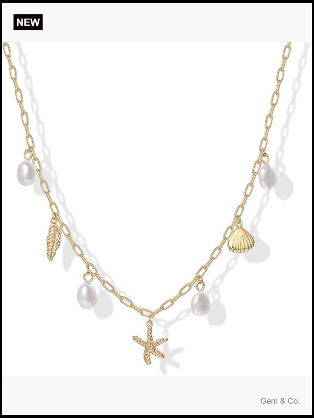 Dainty Beach Charms Pendant Necklace 16" + 2" Extender